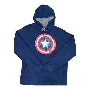 Captain America Hoodie‎ Mad Engine Men’s Large Blue Sweatshirt Marvel Avengers